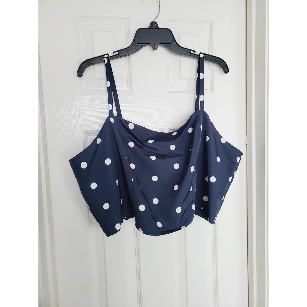 Old Navy The Occasion Cami Top Navy Blue Polka Dot Smocked Back Plus Size 3X